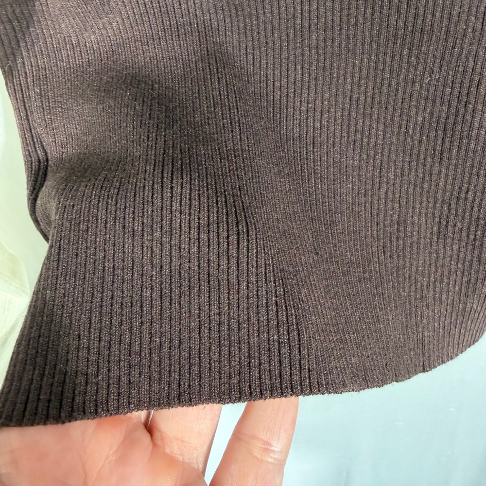Vtg Y2K George 2-in-1 Sweater Vest Blouse M/L Silk Blend Brown Cream Ruffles EUC - Picture 7 of 7